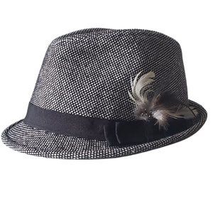 Vintage Fedora with Black and Feathers Hatband